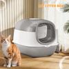 Switchable Open/Semi-Enclosed Cat Litter Box, Extra Large Jumbo Size for Multi-Cat Households, Splash-Proof and Anti-Tracking, Dual-Mode Over-the-Top