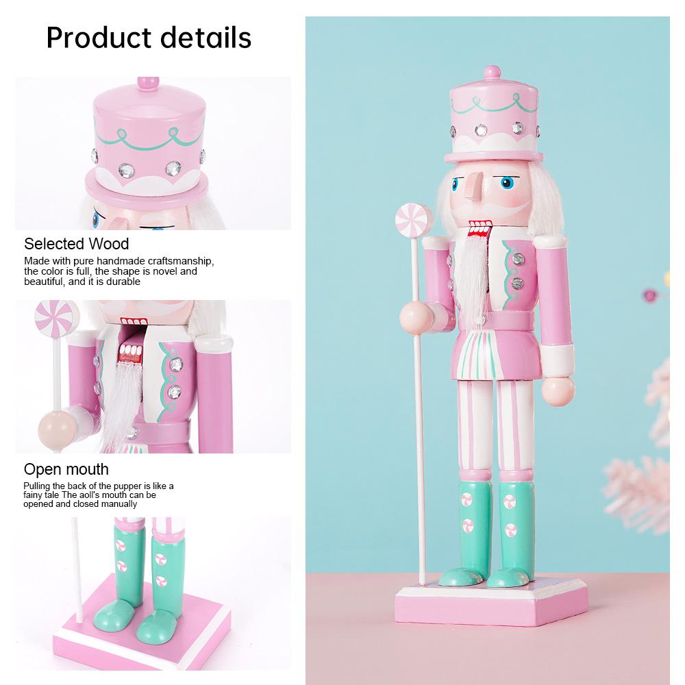 25cm Wooden Nutcracker Ornament Candy Series Soldier Statues Handcraft Doll Toy Home Office Decoration Statues Christmas Gift