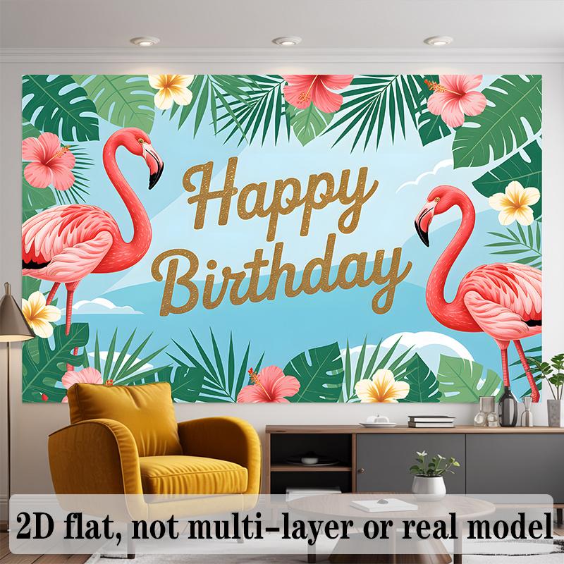 Party Backdrop Tropical Flat Banners Flamingo Celebrations Wedding Enthusiasts Photo Background Decor Front Door Decor