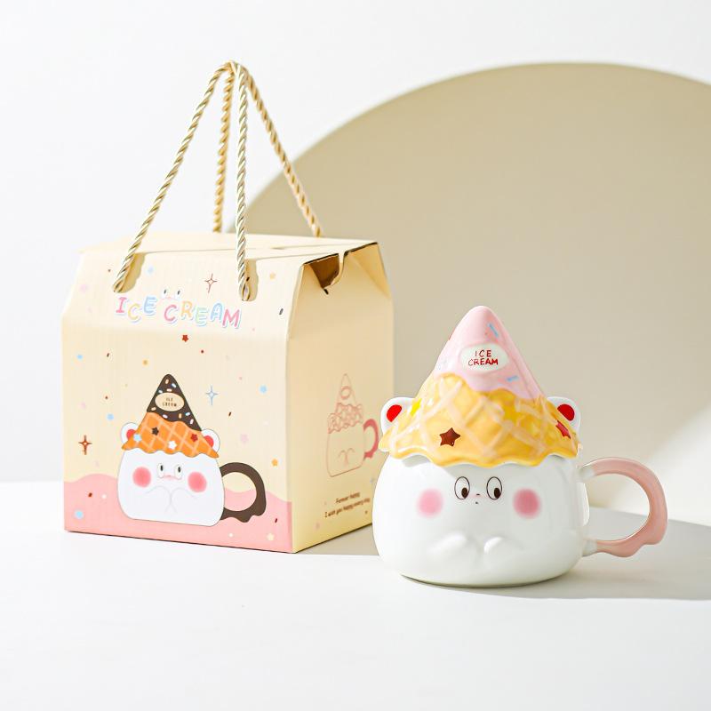 Cartoon Expression Ceramic Mug High Looking Souvenir Gift Water Cup for Best Friend Girl Heart Cup Home Breakfast Cup