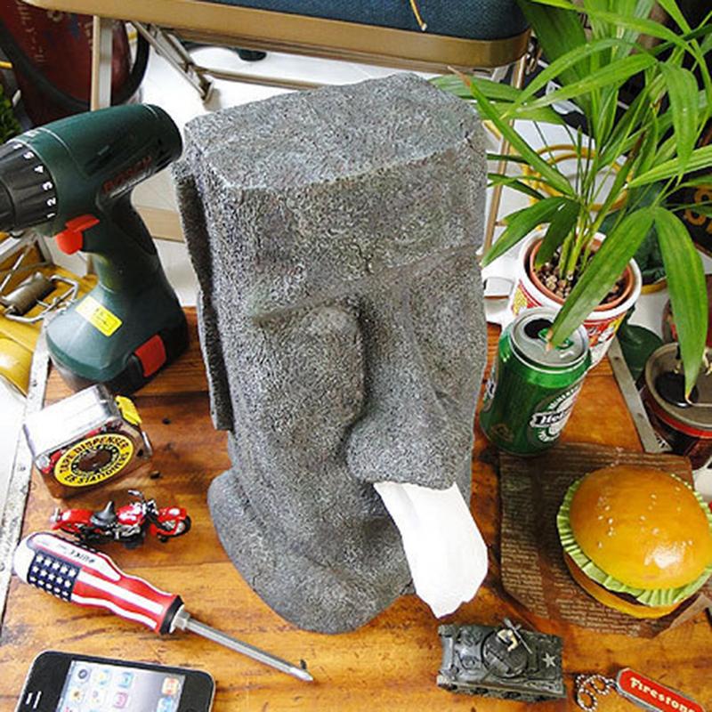 

1pcs Easter Island Stone Face Portrait Tissue Box Type Container Holder Paper Tissue Box Home Decorations new China Mainland