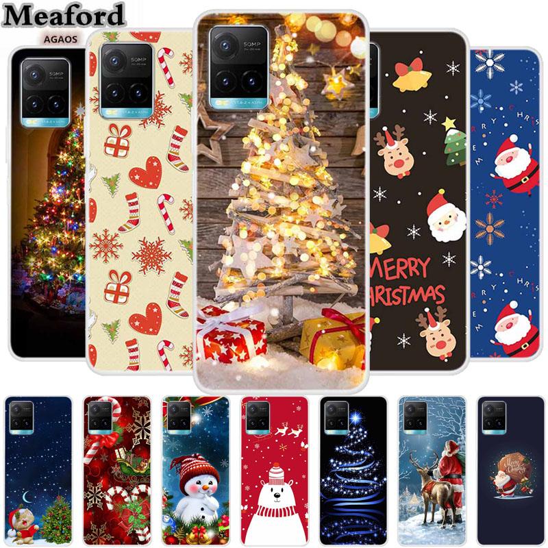 Christmas For Vivo Y21s Case TPU Soft Silicone Back Cover Case For Vivo Y21s V2110 Shockproof Coque VivoY21s Shell Cartoon Funda