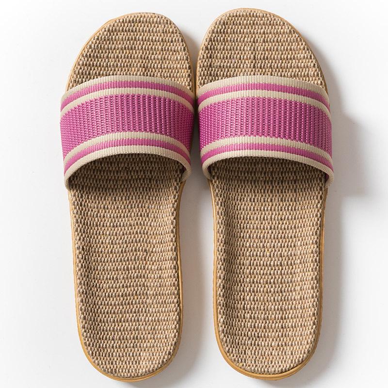 Beibeiyuan Unisex Sommer Leinen Hausschuhe - Rutschfest, Sandalen mit dicker Sohle für Zuhause
