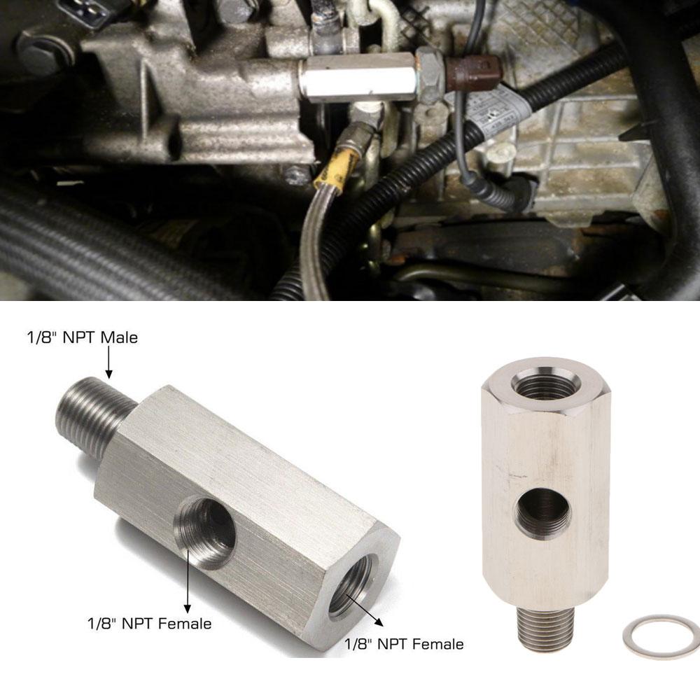 Car BSPT Oil Pressure Sensor Turbo Charger Supply Feed Line Gauge Stainless Steel for Auto Repair