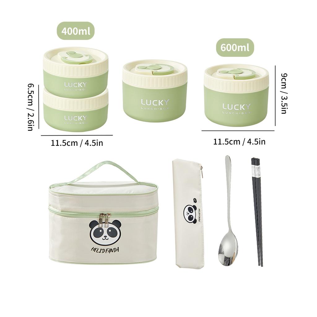 WORTHBUY Portable Insulated Lunch Box 304 Stainless Steel Thermal Bento Box Leak Proof Microwave Safe Salad Food Container Box