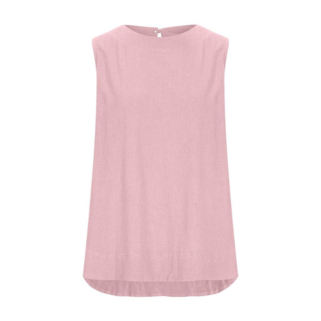 2024 Women's Plus Size Sleeveless Cotton-Linen Casual Top