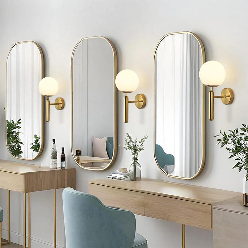 Modern Wall Lamp Simple Living Room Bedroom Wall Mounted Glass Lampshade Sconces Iron Lighting Fixture Aisle Stair Wall Light