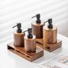 Walnut Wood Lotion Can Hotel Essential Oil Bottle Press Shampoo Bath Gel Can Press Lotion Sub Bottle Dispenser Bathroom