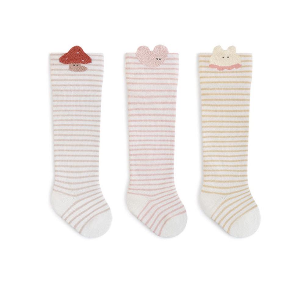 3Pairs Long Tube Infant Cotton Stockings Cotton Cartoon Above Knee Socks Calf Socks Baby  Girls