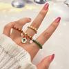 2023 New Christmas Tree Ring Colorful Luxury Santa Claus Ring Christmas Girl 4 Piece Ring Set Gift Elk Donut Pendant Fashion Exquisite Stretch Ring