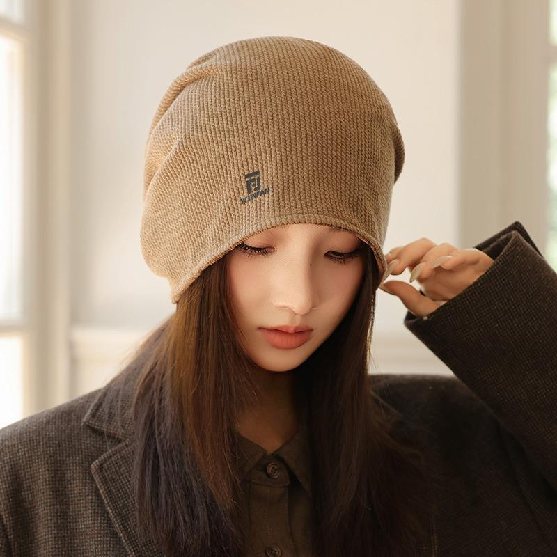 Autumn Hat Women's Wool Knitted Hat Versatile Cold Hat Double-sided Can Be Worn Stacking Hat Big Head Circumference Shows Small Face