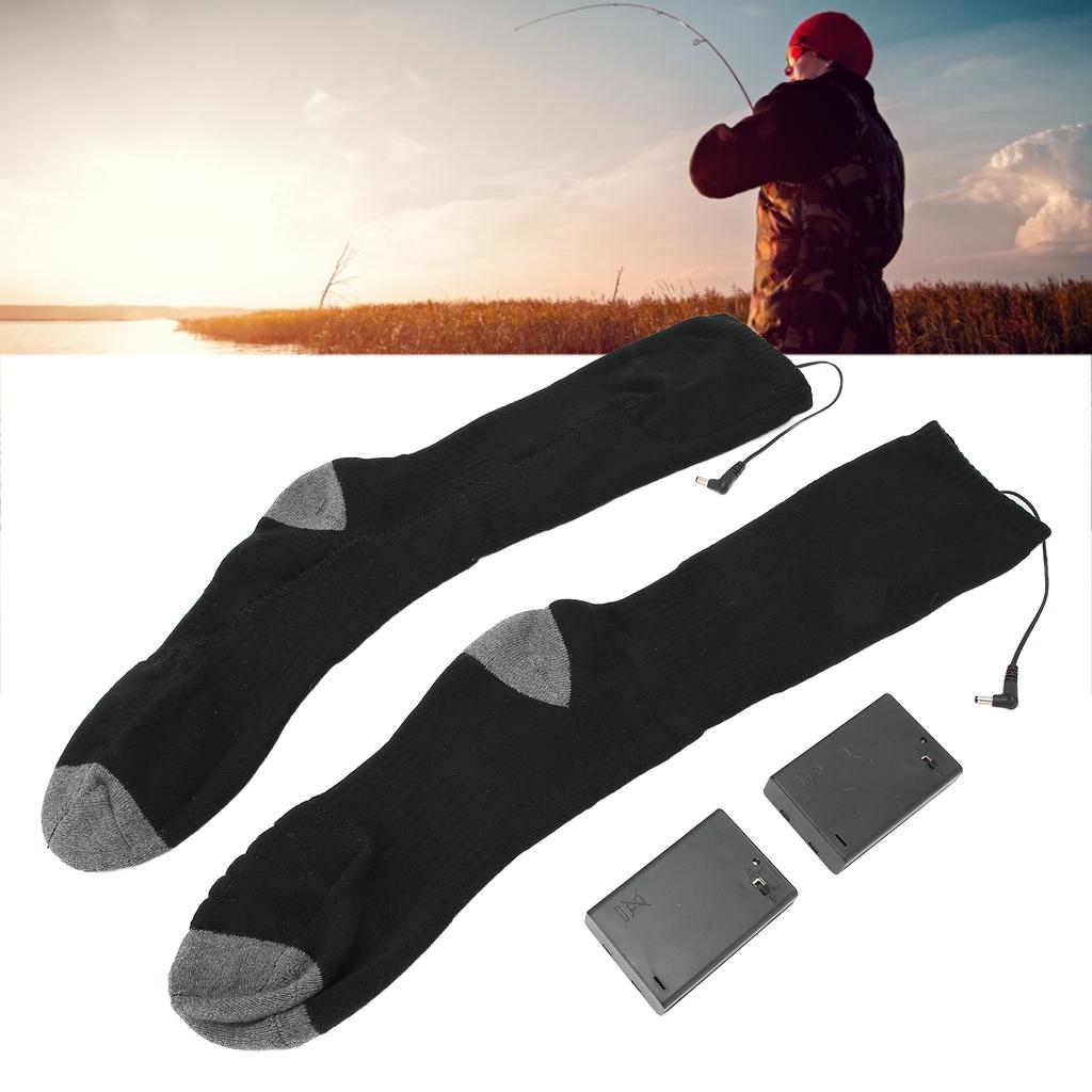 Electric Heated Socks Thicken Cotton Washable OneSide Heating Winter Thermal Socks Black