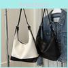 Chic Urban Simple Large Capacity Pu Leather Tote Bag For Women In Black And White