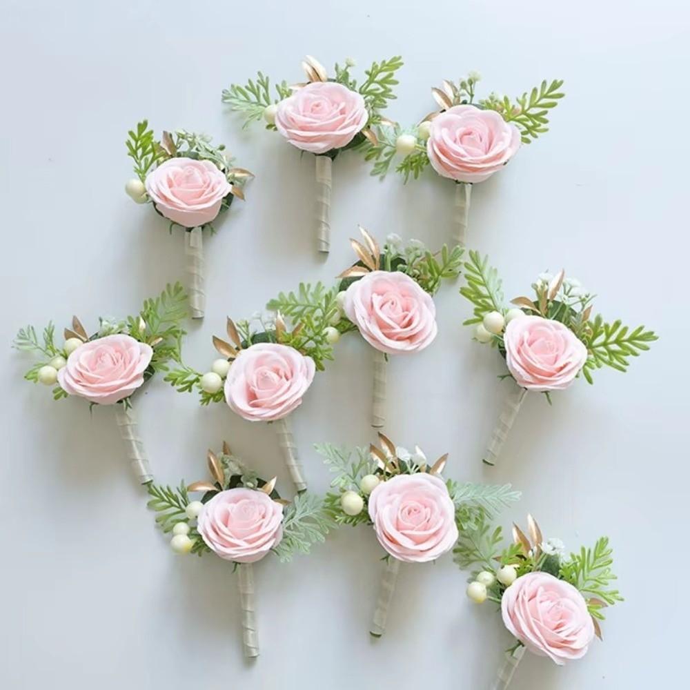 Bohemian Wristlet Corsage Pink Wedding Corsage New Rose Flower Corsage  For Brides Groomsmen