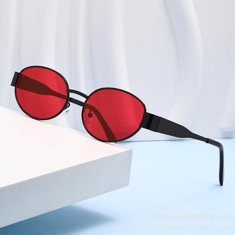 Ovals Metal Frame Sunglasses Unisex Sunglasses Cats Eye Shape Sunglasses for Men and Women