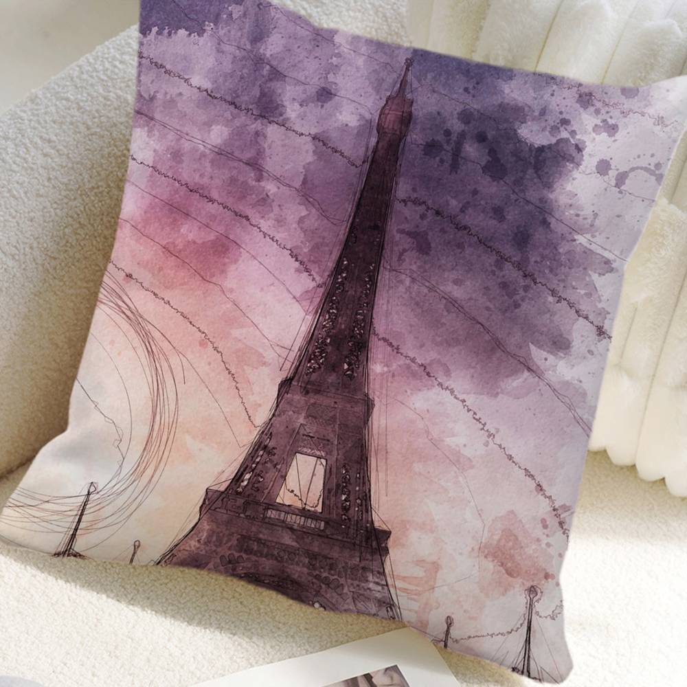 Paris Eiffel Tower Pillow Case Square Pillow Bedroom Sofa Leisure Comfort Cushion Car Home Decoration