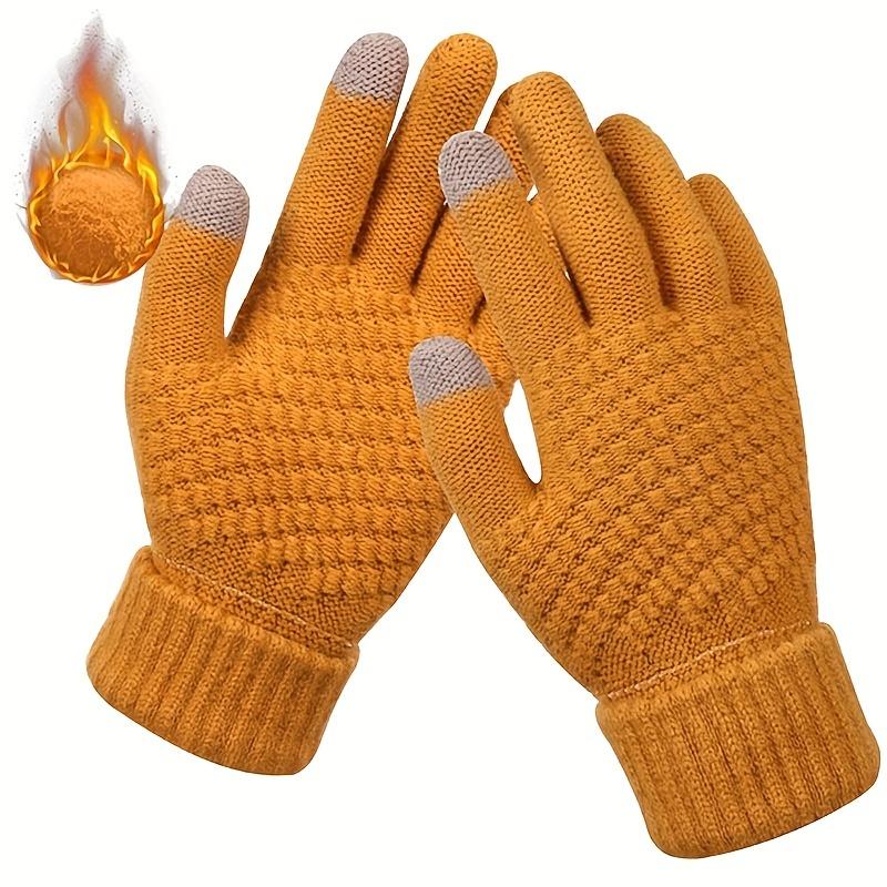 1PCS 1pair Winter Touch Screen Gloves, Unisex Warm Elastic Knitted Gloves With Full Finger Thickened Version