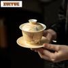 150ml Handbemalter Orchideen-Gaiwan Antike Teekanne Teeschale Mit Deckel Set Teekannen-Abdeckung Schale Teeartikel Zubehör Sammlung