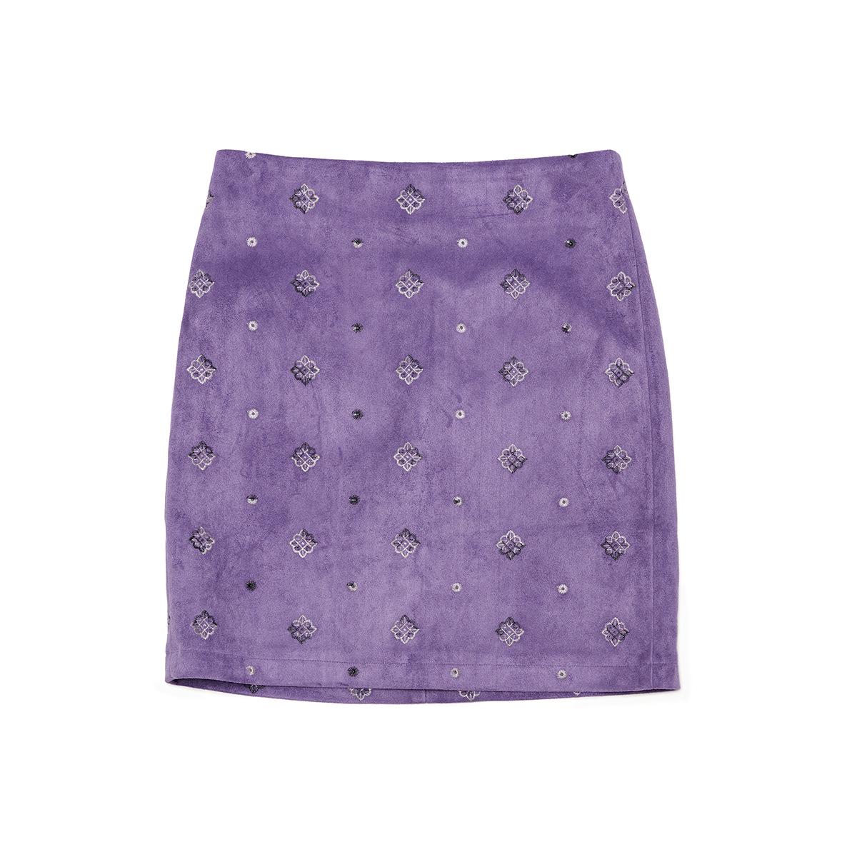 Dai He Winter Casual High-Waisted Suede Embroidered Versatile Women s Short Skirt H9970 L фиолетовый