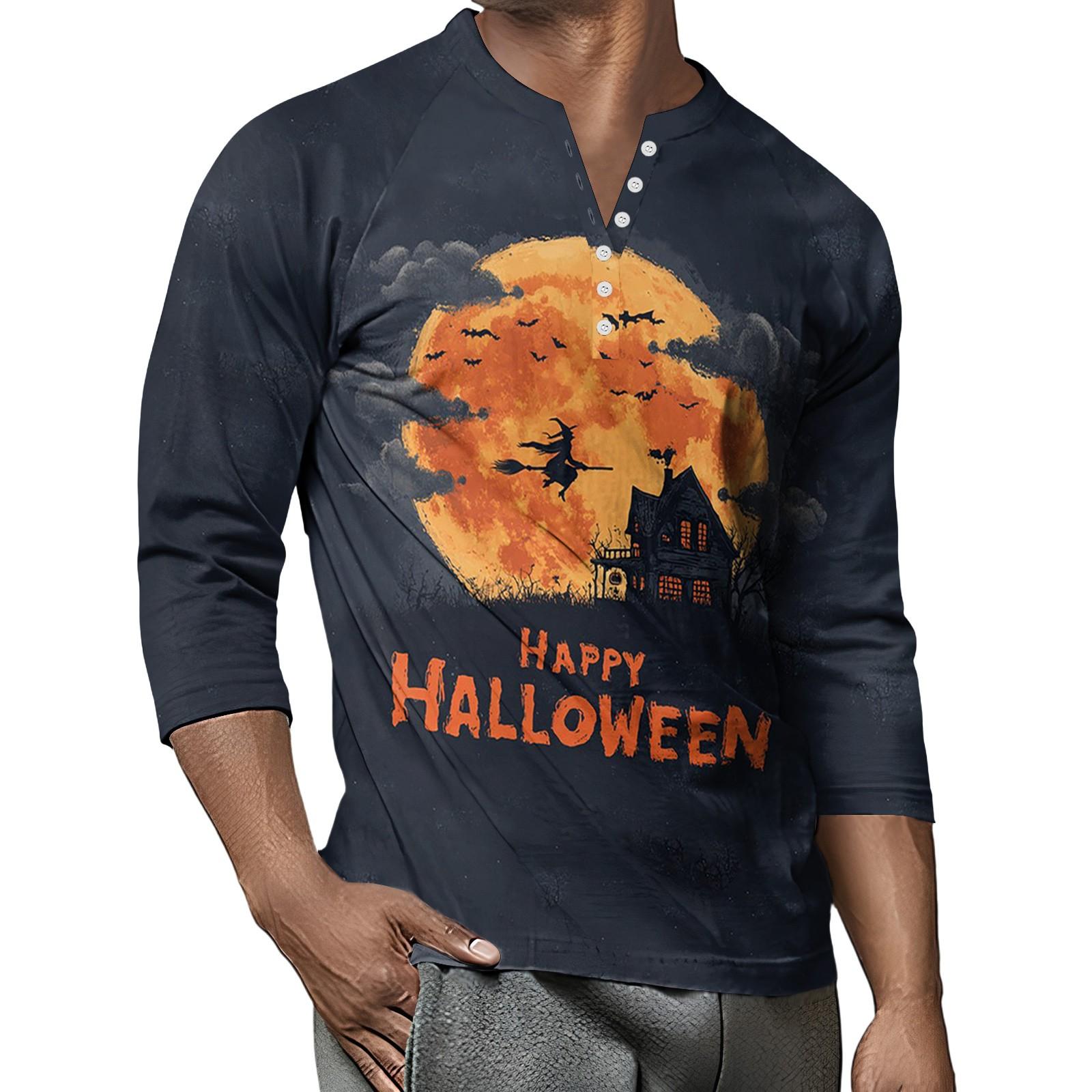 

Мужской контрастный топ реглан на пуговицах с рукавом 3/4 M