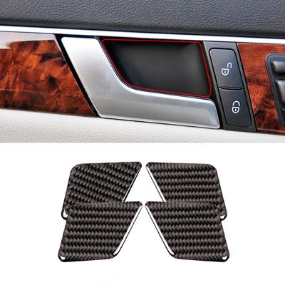 Mercedes Benz C Sınıfı için W204 2005 2006 2007 - 2009 2010 2011 2012 4 ADET Karbon Fiber Araba İç Kapı Kolu kase kapağı