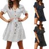 Timeless Ladies Womens Polka Dot V-neck Short Sleeve Summer Shirt Dress In Premium Quality