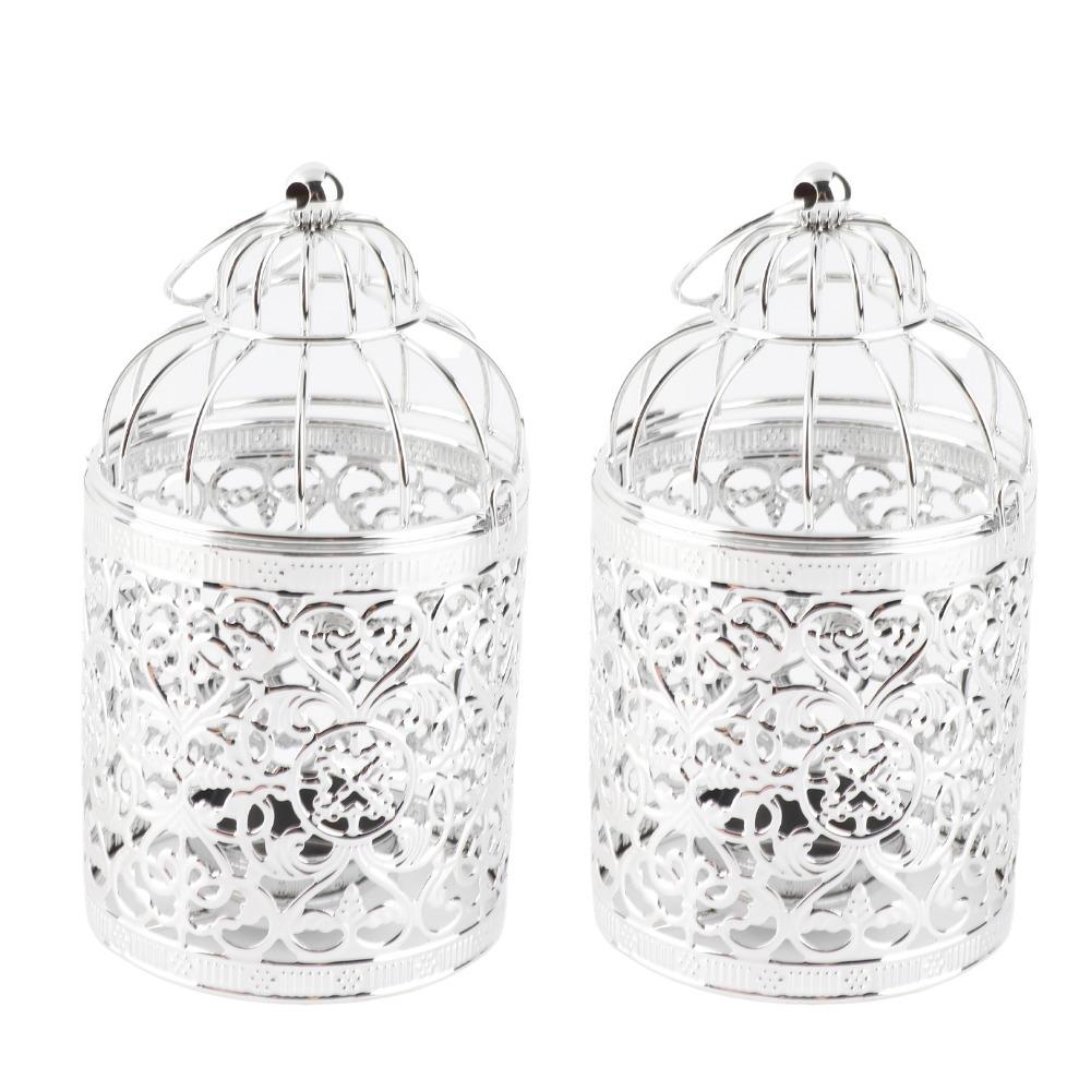 2pcs Hanger Ring Birdcage Candlestick Small Cage Hanging Candle Lantern  Wedding Decoration