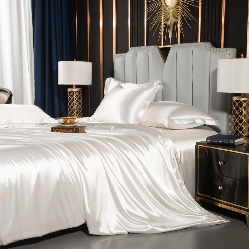 Bedding Set Solid Color Luxury Bedding Kit Rayon Satin Duvet Cover Set Twin Queen King Size Bed Set 4pcs Home Textile