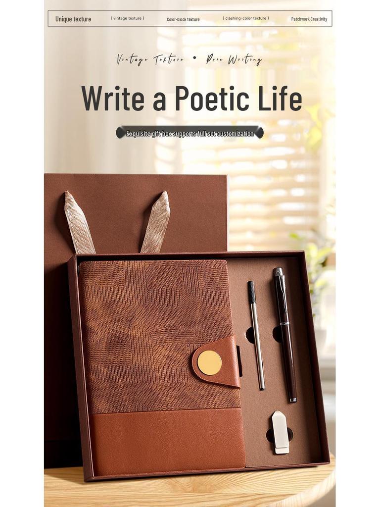 A5 Soft Leather Buckle Notebook: Customizable Diary Gift Set