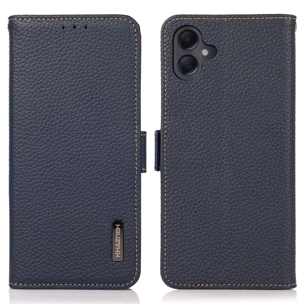 KHAZNEH For Samsung Galaxy A06 4G Phone Case Genuine Cow Leather Cover RFID Blocking