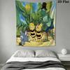 Bees and Maya Wall Tapestry Aesthetic Wall Hanging Printed Fabric Blanket Decorative Tapestries for Bedroom Living Room Home Decor