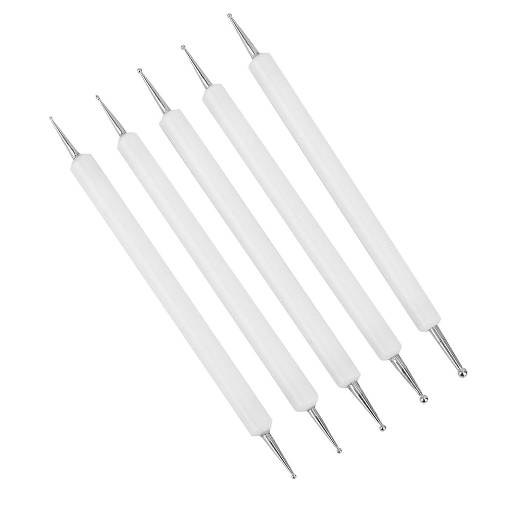 5Pcs Double End Acrylic Rod Round Head Clay Indentation Pen Sculpting Dotting Tool (Black)