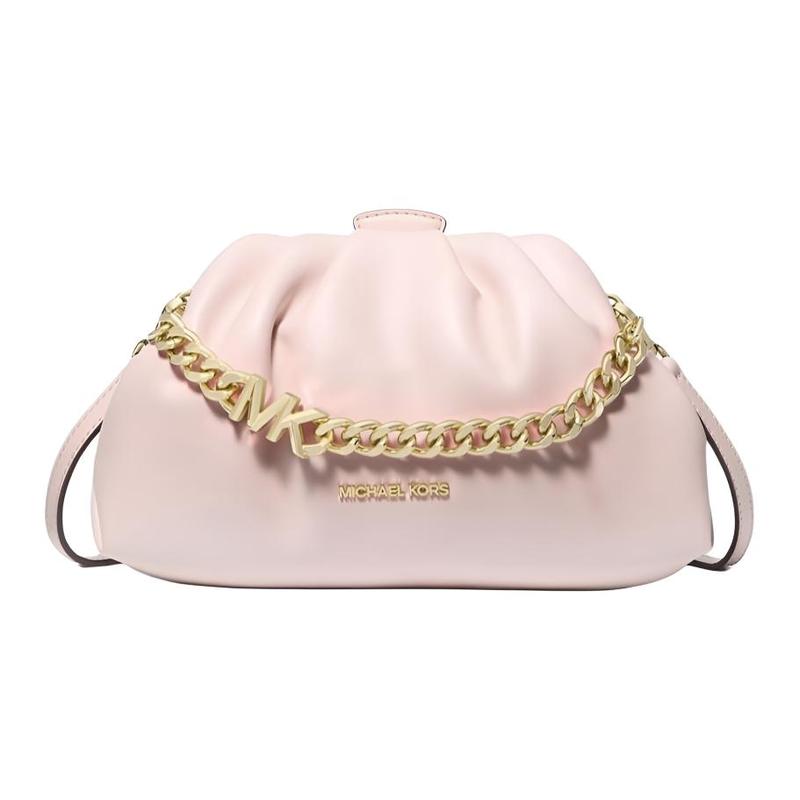 MICHAEL KORS Nola Gold Label Logo Chain Shoulder Strap PU Mix Crossbody Handbag Small Women s Pink Mist золотой