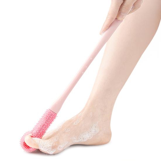 Silikon Fußreinigungsbürste Langer Griff Ergonomisches Design Weiche Borsten Badezimmer Aufhängbare Schrubbbürste Leicht zu Reinigen Fußschrubber