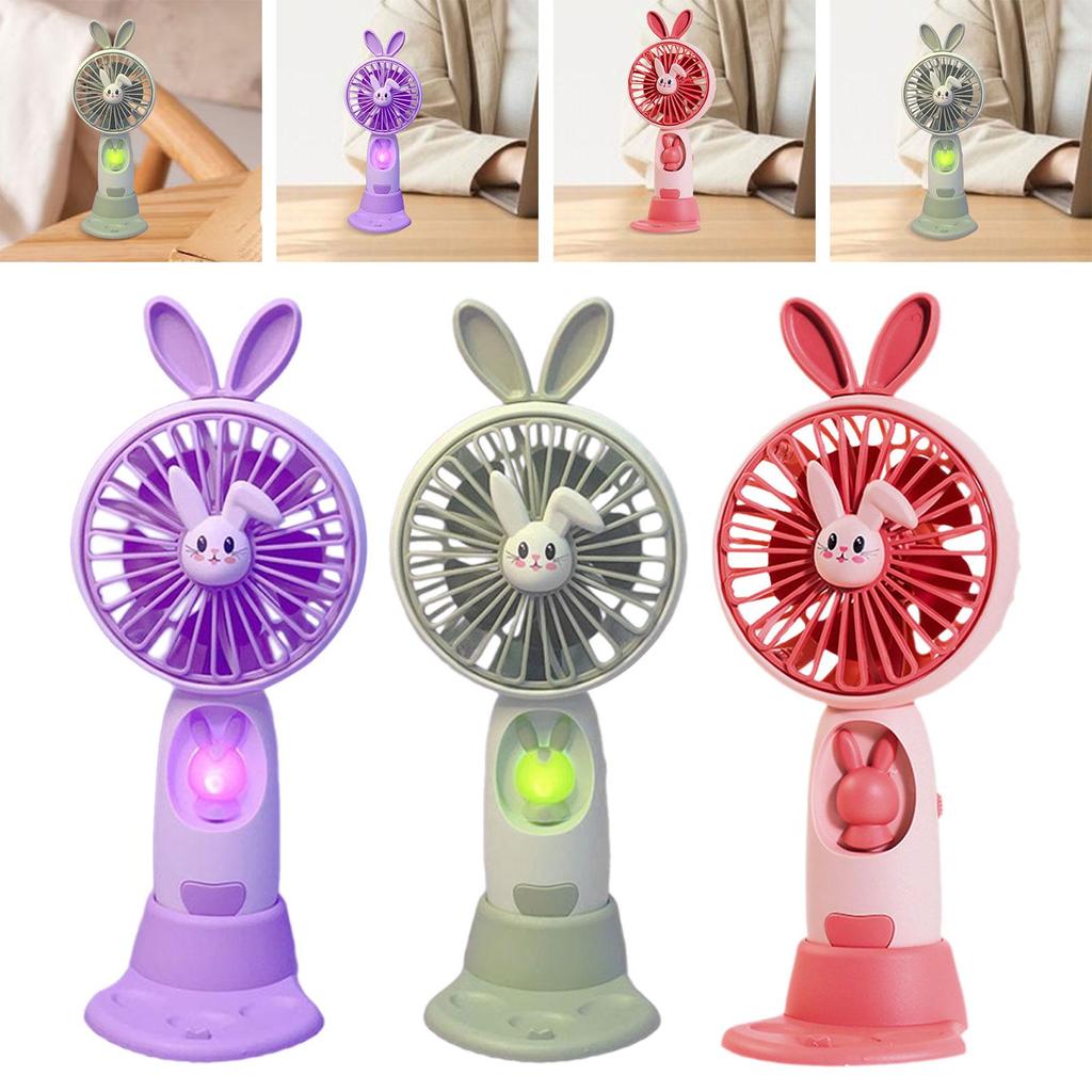 Mini Portable Fan Lightweight USB Rechargeable Cooling Fan Cute Bunny Handheld Fan for Indoor Outdoor Travel Home Party Office