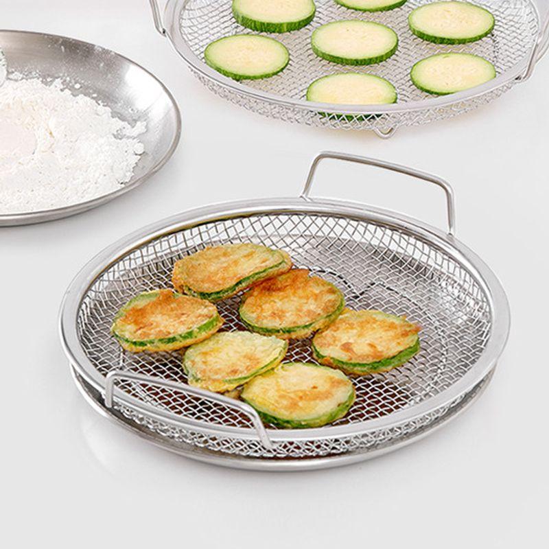 Wiedergeboren. J Tablett-Set mit Edelstahlgriffen 19cm / Netztablett Frittiernetz Tablett Teller