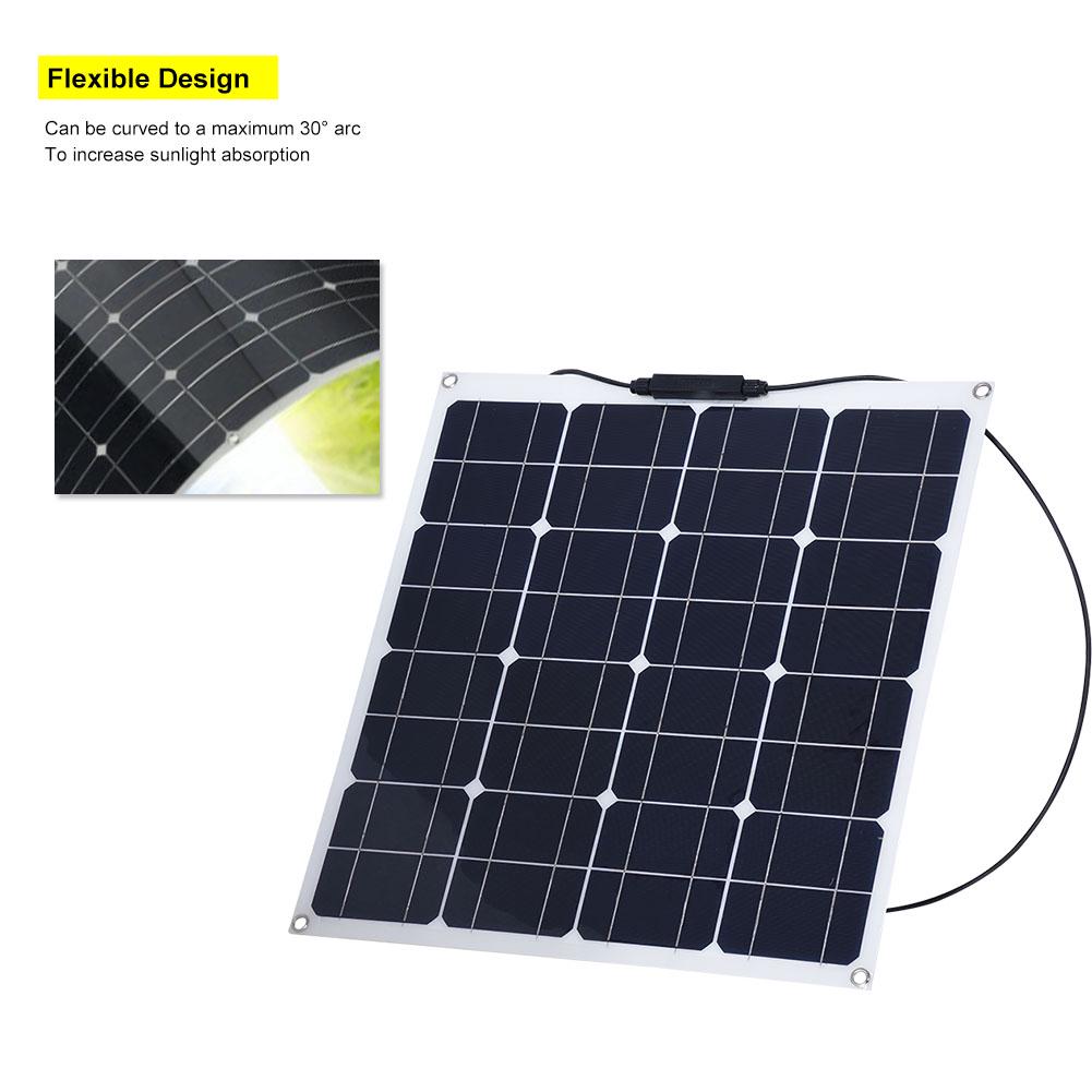 50W Portable Flexible High Efficiency 12V Solar Panel Outdoor for Home  Boat   Yacht   RV