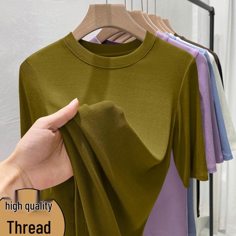 Damen Koreanischer Stil Gerippt Übergröße 3/4 Ärmel Einfarbig Schlankmachend Elegant T-Shirt