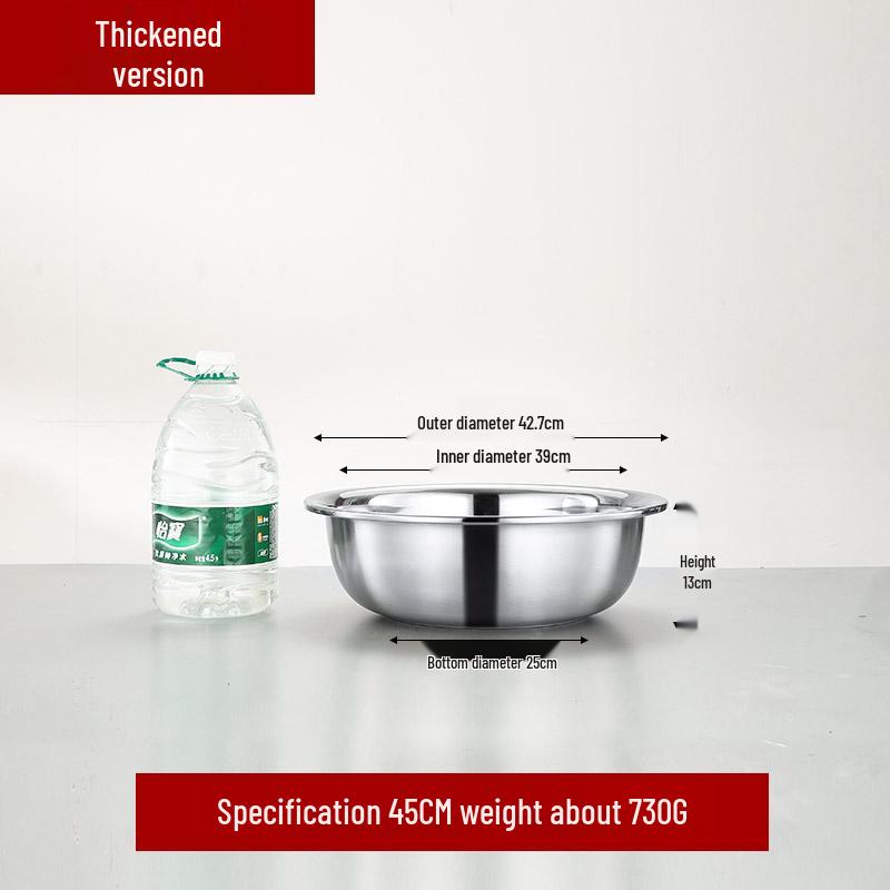 Stainless Steel Basin, Large/Extra-Large: Ideal for Washing Vegetables, Mixing Dough, or Bathing.