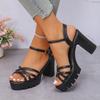 Fashion Women's Ankle Buckle High-Heeled Sandals New Style Cross Strap Platform Sandal Female 2025 Outdoor Thick Heel Sandalias Mujer