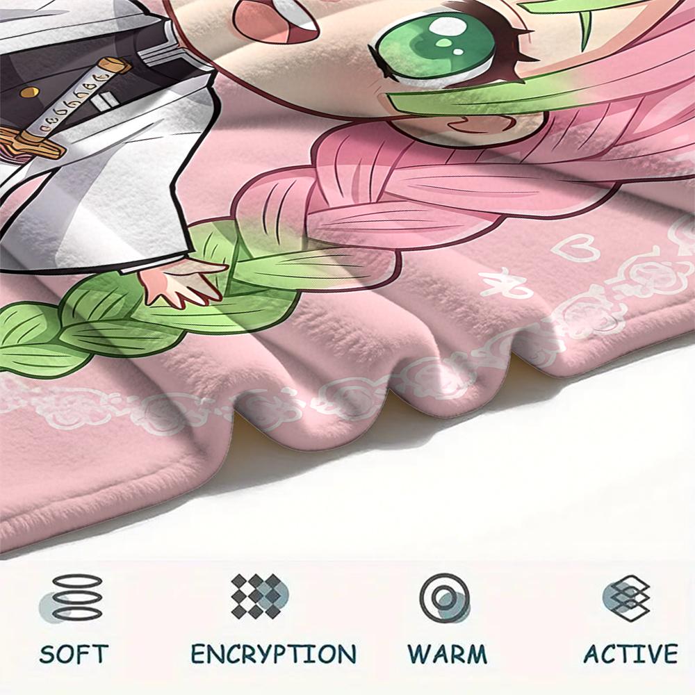 1PC Demon Slayer Print Flannel Blanket, High Quality All Seasons, Home Decor, Warmth and Comfort, Perfect for Christmas Gifts