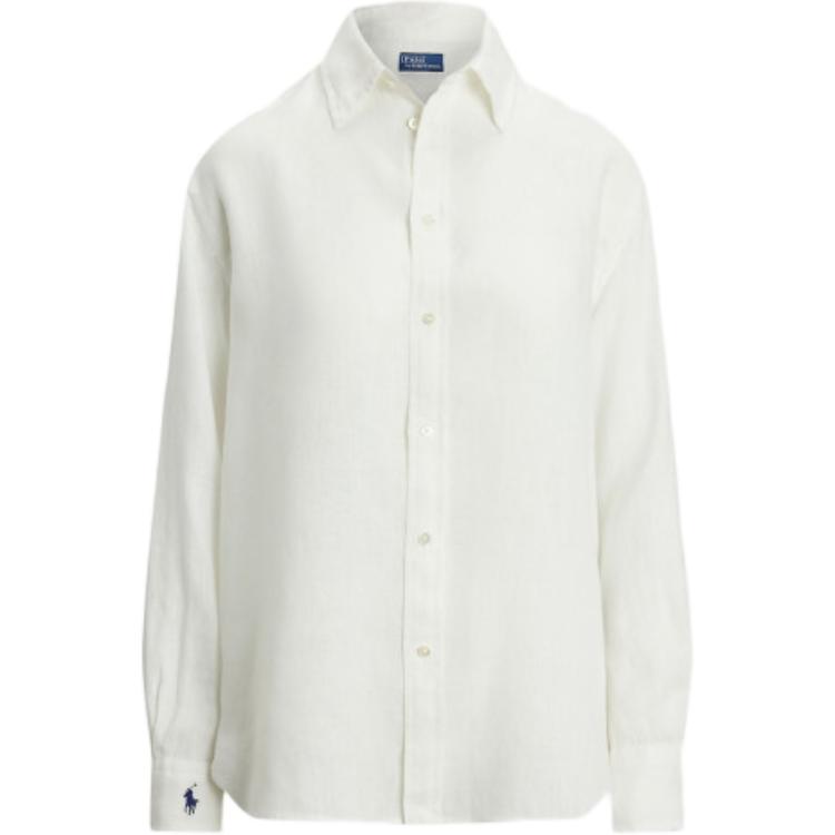 

Polo Ralph Lauren Рубашка женская однотонная на пуговицах с длинным рукавом свободного кроя Белая 211968221-001 L