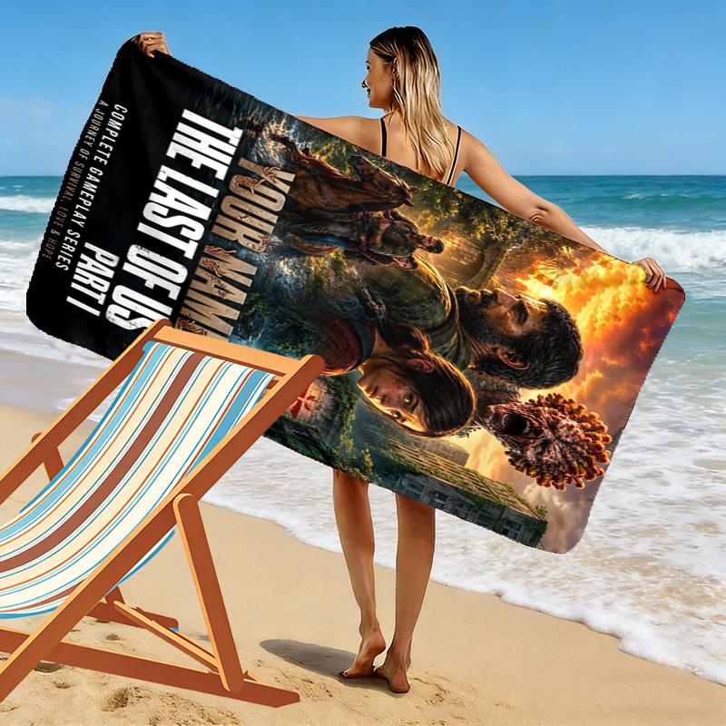 Name Custom The Last Of Us Print Beach Towel, Large Soft Quick Dry Towel for Beach Camping Swimming