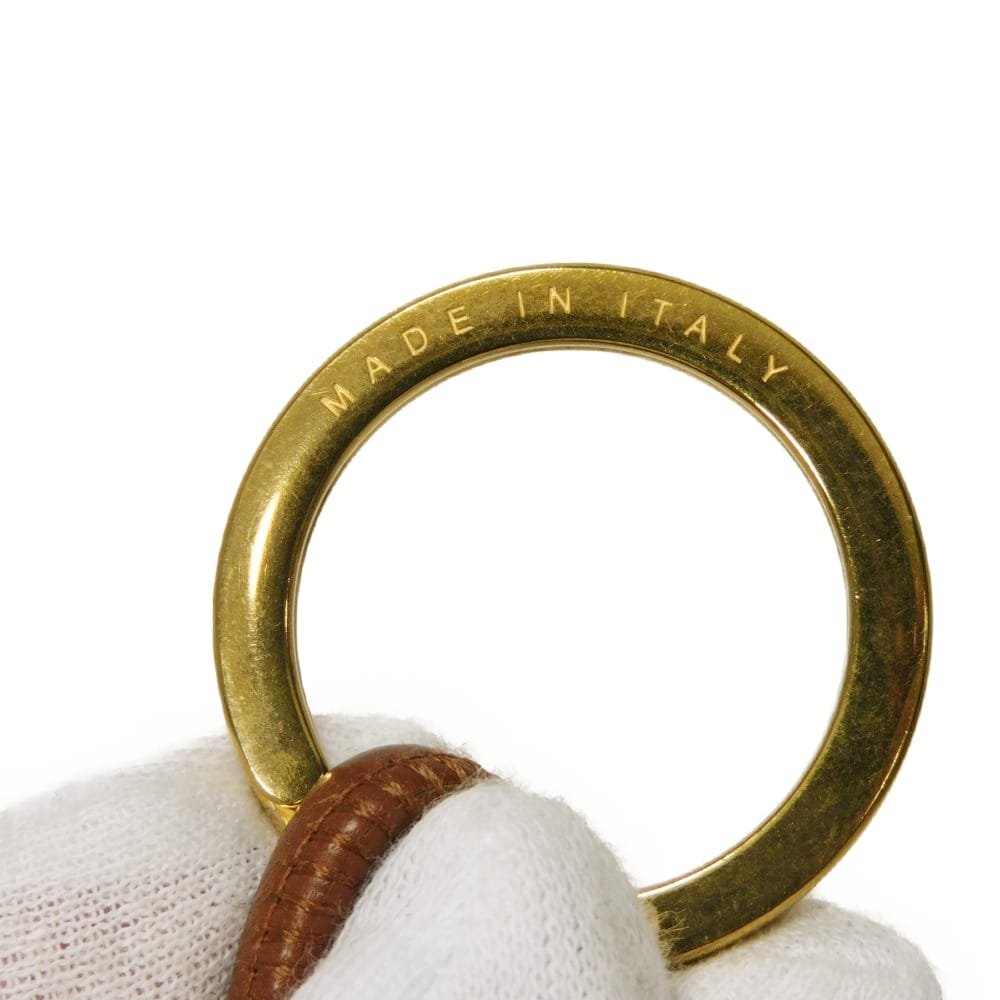 Used 11897 Triangle Key Ring 619100 V0050 2650 7950 Current Logo Ring Charm Intrecciato Brown Unisex from Japan
