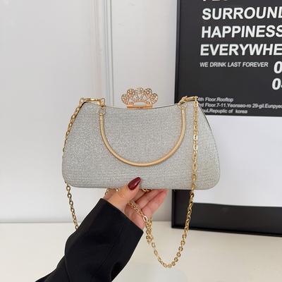 Neue modische vielseitige Handtasche mit großem Fassungsvermögen aus weichem und hochwertigem Material - Damen glänzende, mit Diamanten verzierte Umhängetasche mit Kette