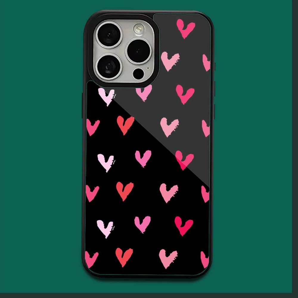 Cute Love Heart Phone Case For iPhone17,16,15,14,13,12,11,Plus,Pro,Max,Mini Soft Magesafe Magnetic Wireless Charge