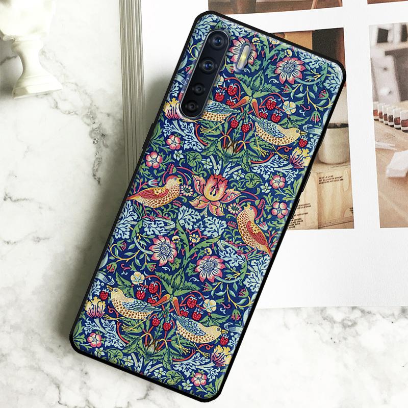 William Morris Strawberry Thief Case For Oppo A96 A76 A16 A18 A38 A58 A78 A98 A15 A17 A77 A74 A94 A54 A57S A40 A60 A80 Cover