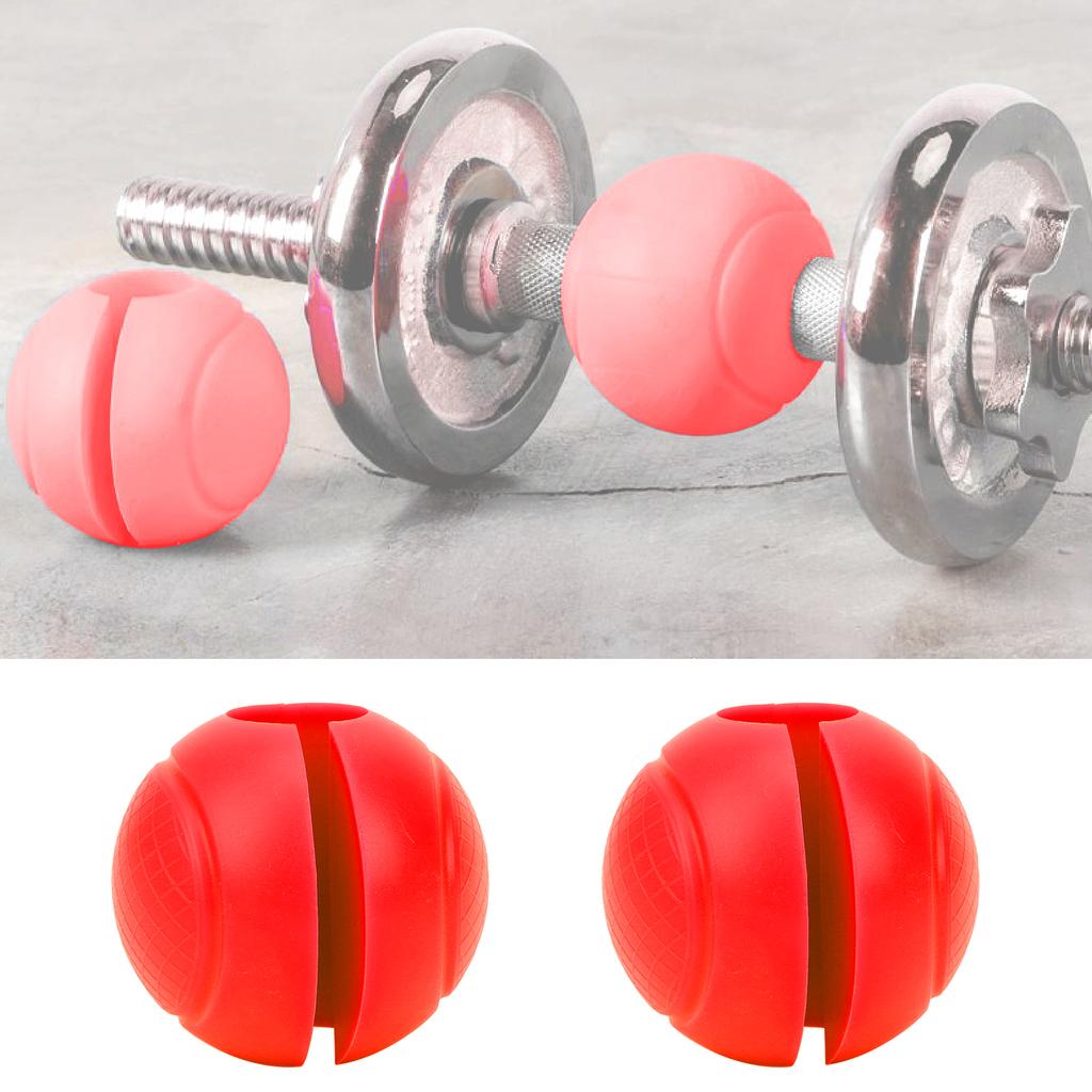 2pcs Barbell Grips Round Thick Silicone Dumbbell Adapter Balls Barbell Grip Hand Wrap BallRed