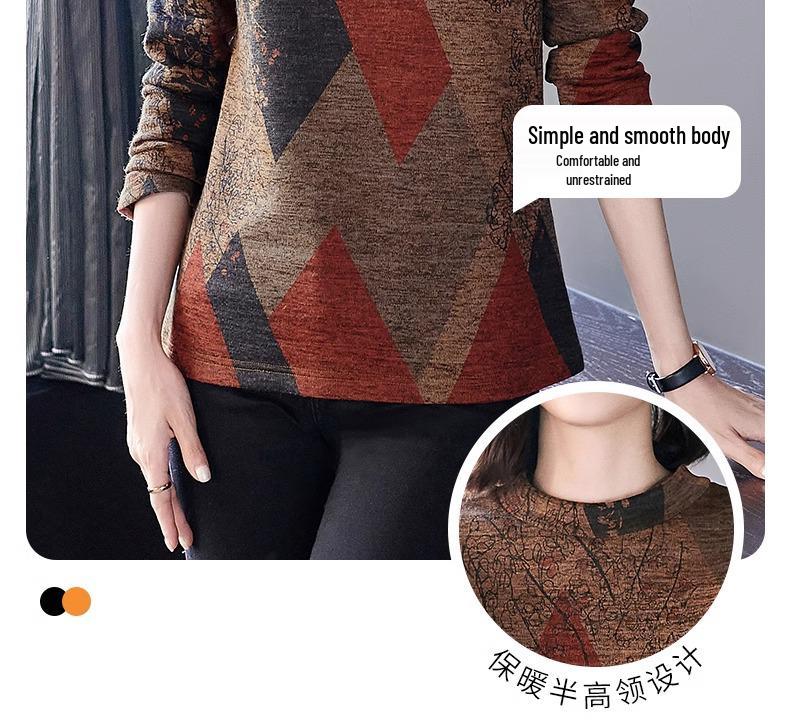 Women's Fleece-Lined Half-High Collar Long-Sleeve Top for Autumn/Winter 2026