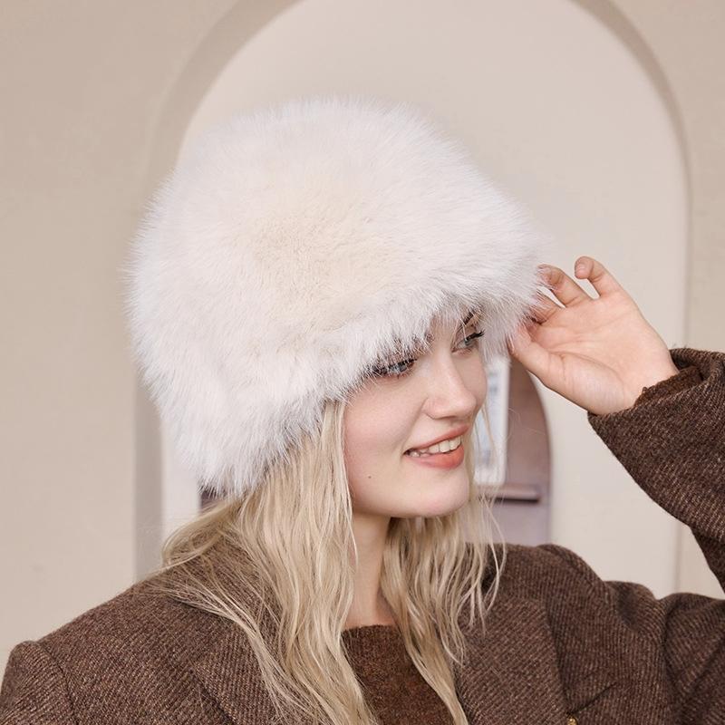 Verdickte Mongolenmütze aus Kunstfuchsfell für Frühling und Herbst, Damen-Modehut, winddicht und warm mit Ohrenschutz